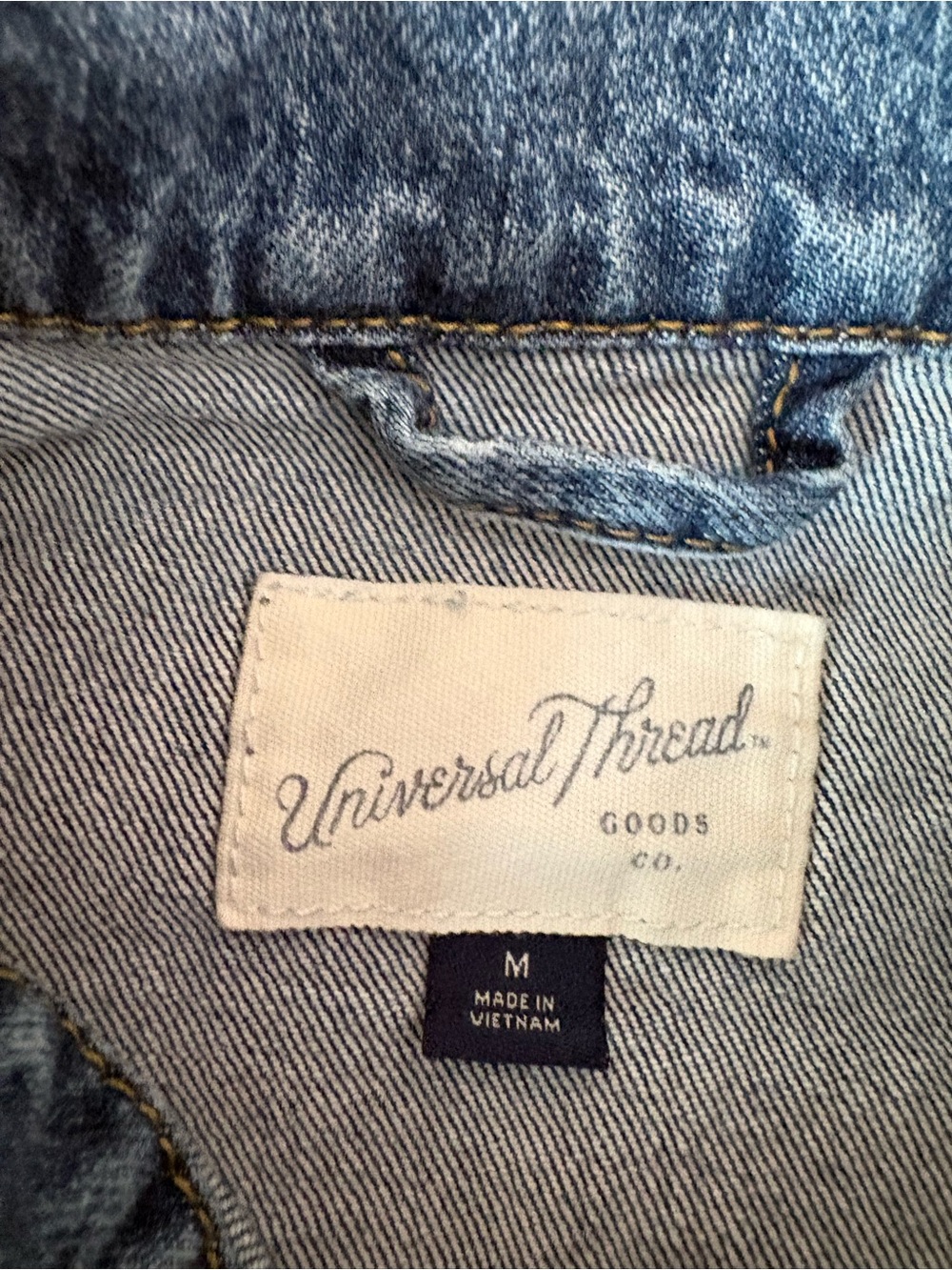 Universal Thread Denim Jacket Medium Stretch Trucker Blue Copper Buttons - Picture 3 of 8